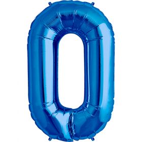 34 inch Kaleidoscope Blue Number 0 Foil Balloon