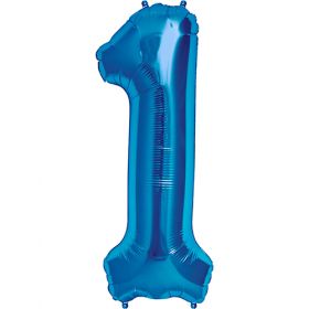 34 inch Kaleidoscope Blue Number 1 Foil Balloon