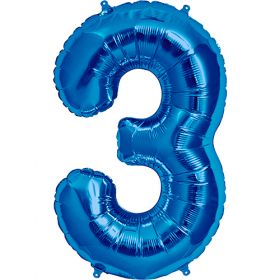 34 inch Kaleidoscope Blue Number 3 Foil Balloon