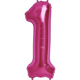 34 inch Kaleidoscope Magenta Number 1 Foil Balloon