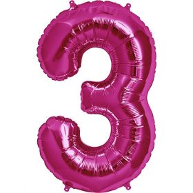 34 inch Kaleidoscope Magenta Number 3 Foil Balloon