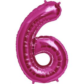 34 inch Kaleidoscope Magenta Number 6 Foil Balloon