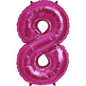 34 inch Kaleidoscope Magenta Number 8 Foil Balloon