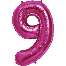 34 inch Kaleidoscope Magenta Number 9 Foil Balloon