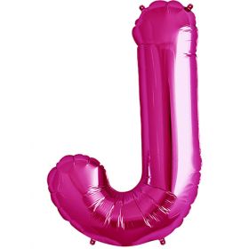 34 inch Northstar Letter J - Magenta Foil Balloon