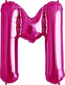 34 inch Northstar Letter M - Magenta Foil Balloon