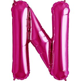 34 inch Kaleidoscope Magenta Letter N Foil Balloon