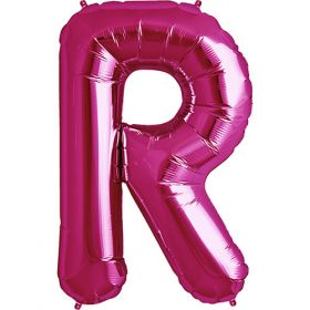 34 inch Kaleidoscope Magenta Letter R Foil Balloon