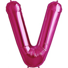 34 inch Northstar Magenta Letter V Foil Balloon