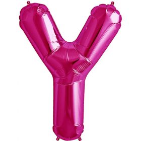 34 inch Kaleidoscope Magenta Letter Y Foil Balloon