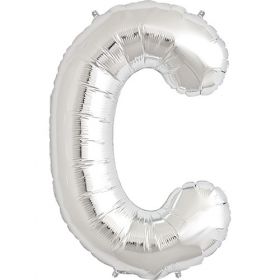 34 inch Kaleidoscope Silver Letter C Foil Mylar Balloon