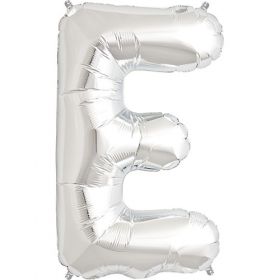 34 inch Kaleidoscope Silver Letter E Foil Mylar Balloon