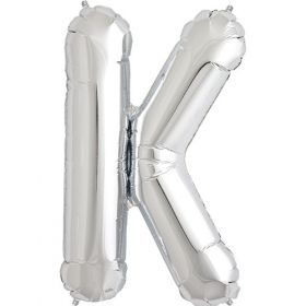 34 inch Kaleidoscope Silver Letter K Foil Mylar Balloon