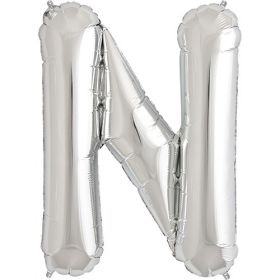 34 inch Kaleidoscope Silver Letter N Foil Mylar Balloon