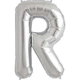 34 inch Kaleidoscope Silver Letter R Foil Mylar Balloon