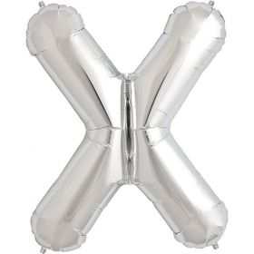 34 inch Kaleidoscope Silver Letter X Foil Mylar Balloon