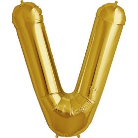 34 inch Kaleidoscope Gold Letter V Foil Mylar Balloon