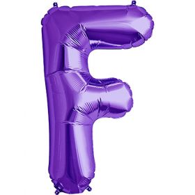 34 inch Purple Letter F Foil Mylar Balloon