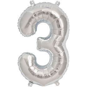 16 inch Northstar Silver Number 3 Foil Mylar Balloon