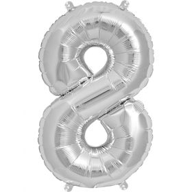 16 inch Northstar Silver Number 8 Foil Mylar Balloon