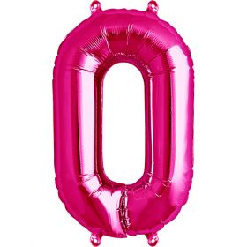 16 inch Northstar Magenta Number 0 Foil Mylar Balloon