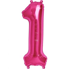 16 inch Northstar Magenta Number 1 Foil Mylar Balloon