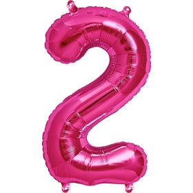 16 inch Northstar Magenta Number 2 Foil Mylar Balloon