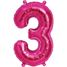 16 inchNorthstar  Magenta Number 3 Foil Mylar Balloon