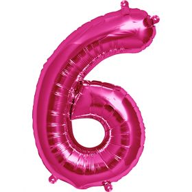 16 inch Northstar Magenta Number 6 Foil Mylar Balloon