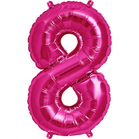 16 inch Northstar Magenta Number 8 Foil Mylar Balloon