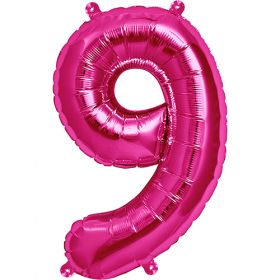 16 inch Northstar Magenta Number 9 Foil Mylar Balloon