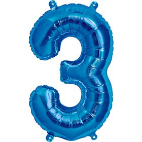 16 inch Northstar Blue Number 3 Foil Mylar Balloon