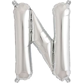 16 inch Northstar Silver Letter N Foil Mylar Balloon