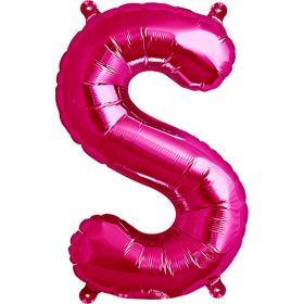 16 inch Northstar Magenta Letter S Foil Mylar Balloon