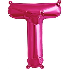 16 inch NorthstarMagenta Letter T Foil Mylar Balloon