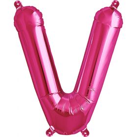 16 inch NorthstarMagenta Letter V Foil Mylar Balloon