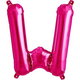 16 inch Northstar Magenta Letter W Foil Mylar Balloon