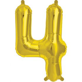 16 inch Northstar Gold Number 4 Foil Mylar Balloon