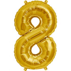 16 inch Northstar Gold Number 8 Foil Mylar Balloon