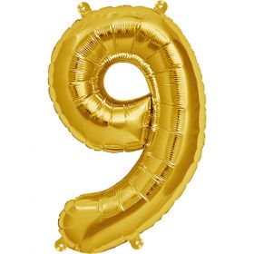 16 inch Northstar Gold Number 9 Foil Mylar Balloon