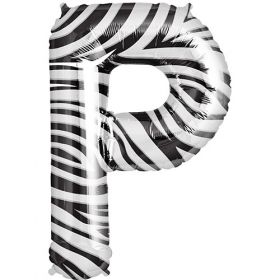 34 inch Zebra Stripe Letter P Foil Mylar Balloon