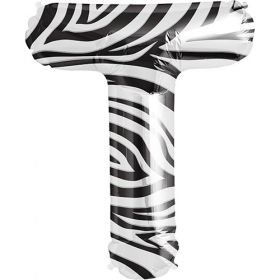 34 inch Zebra Stripe Letter T Foil Mylar Balloon