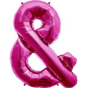 34 inch Northstar Magenta Ampersand Foil Mylar Balloon