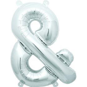 16 inch Northstar Silver Ampersand Foil Mylar Balloon