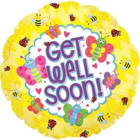 18 inch Get Well Soon Bugs Circle Foil Mylar Balloon