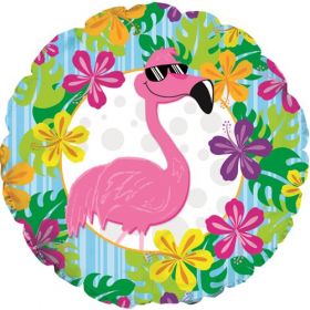 18 inch Flamingo Luau Foil Mylar Circle Balloon