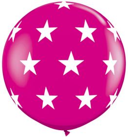 Qualatex Big Stars Around Wild Berry 36 inch Latex Balloons - 2 count