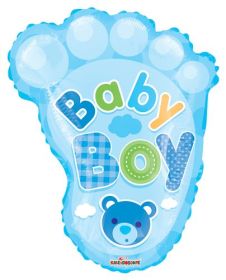 20 inch Baby Boy Footprint Shape Foil Mylar Balloon