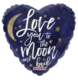 18 inch Kaleidoscope Love You To the Moon Foil Heart Balloon - flat