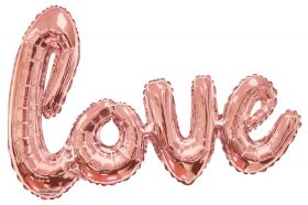 36 inch Kaleidoscope Rose Gold Script Love Shape Foil Balloon - AIR FILL - Pkg